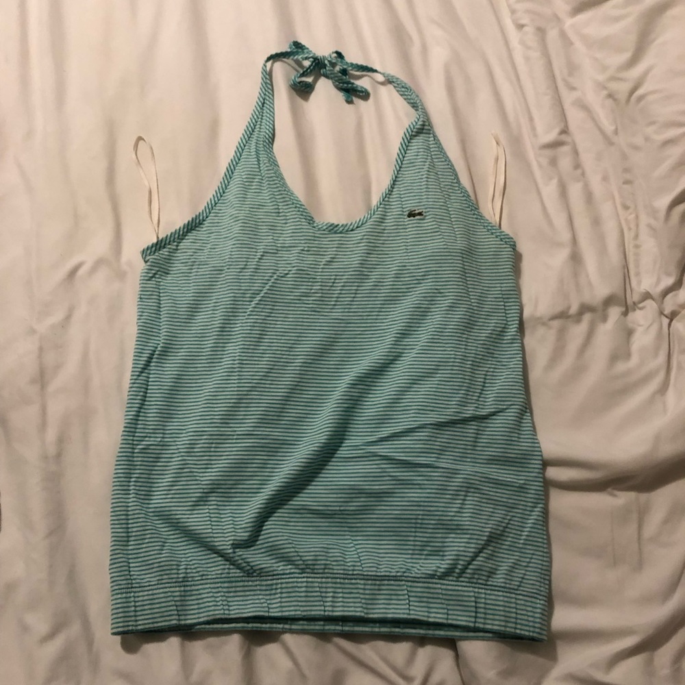 Aqua striped Lacoste halter - size 40